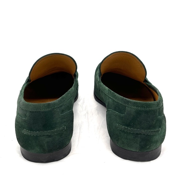 Gucci Jordaan Green Suede Horsebit Loafers - Picture 4 of 12